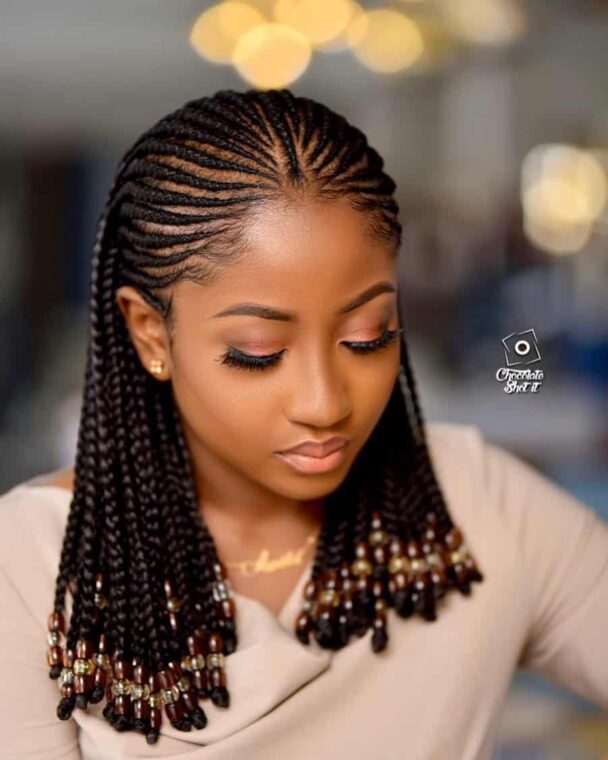 Cute ghana braids for medium-length hair