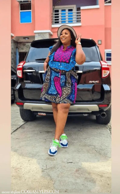 The ruffled Ankara shift dress