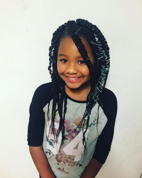 jumbo box braids with kid-friendly yarn