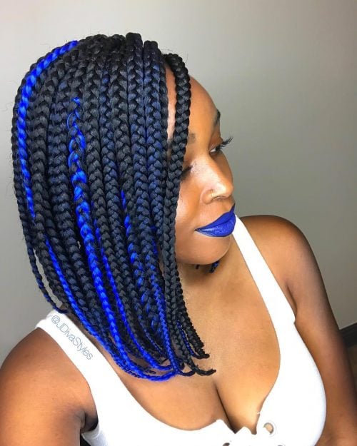 Feed In Braids with Blue Color