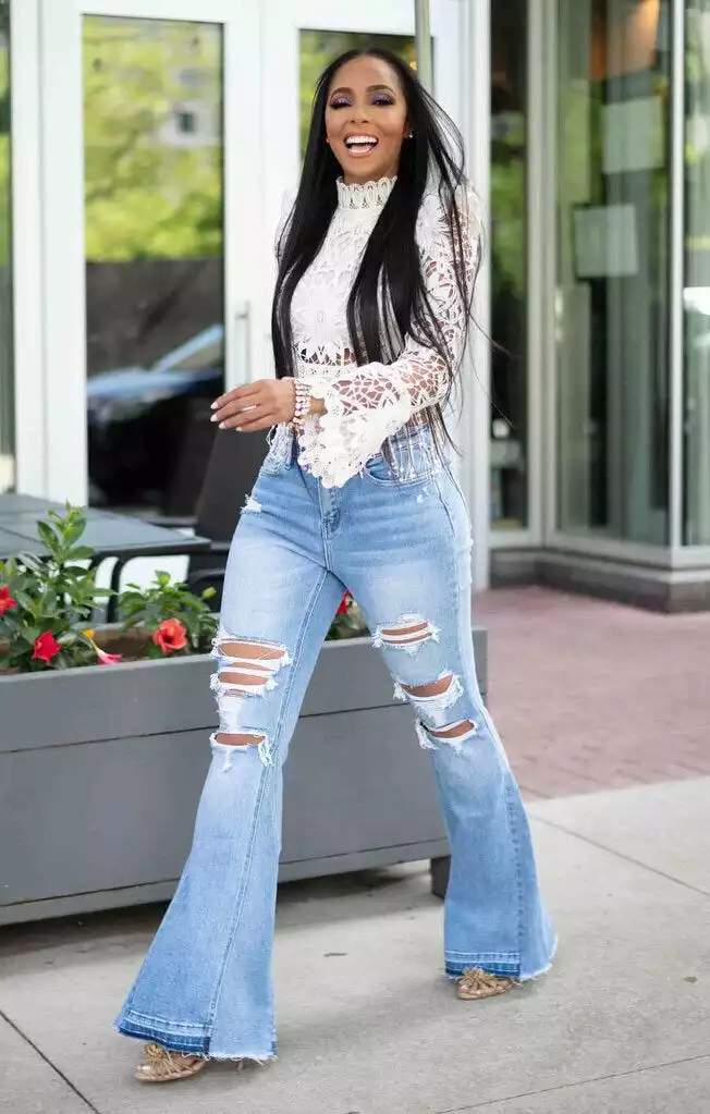 high waisted flare jeans Ripped Jeans