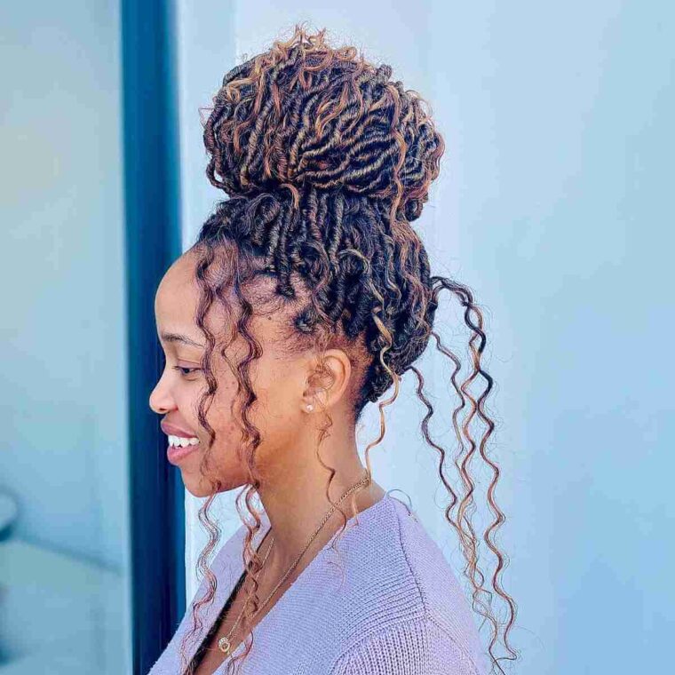 Goddess Faux Locs with Highlights