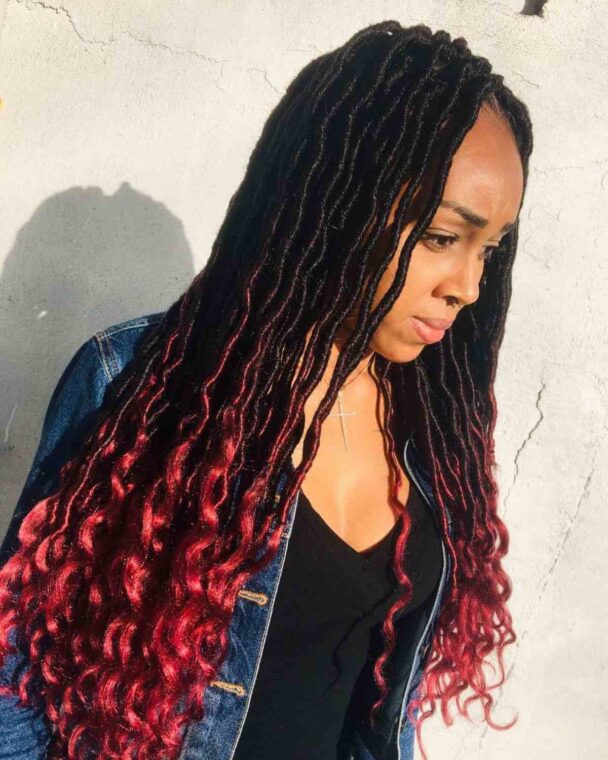 Gorgeous Long Locs with Red Ends
