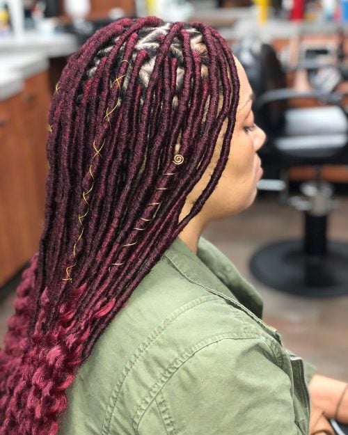 Vivid Maroon Faux Locs