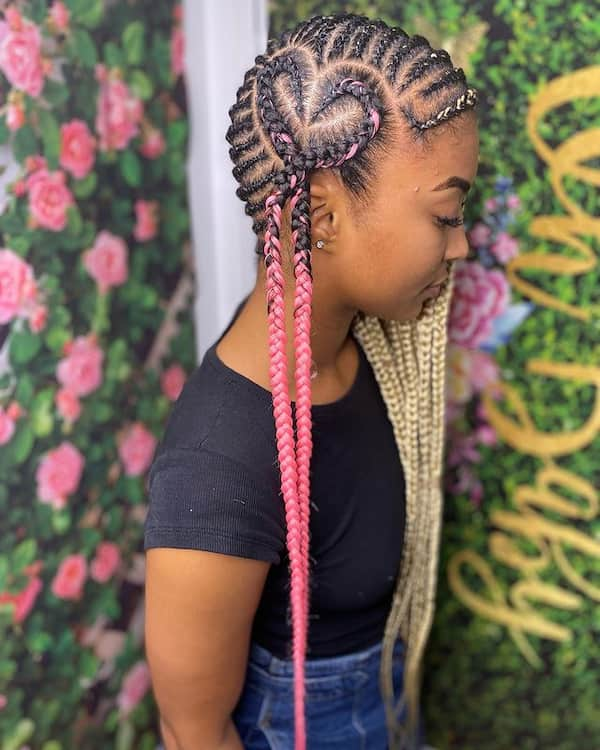 Pink And Blonde Lemonade Braids With Heart