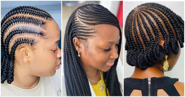 Women showcasing different African braid hairstyles.